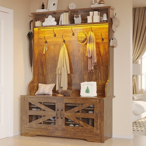 Hall tree with bench - with, &shoe