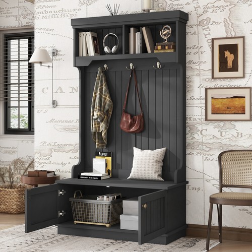 Hall tree with bench - bench, shoe