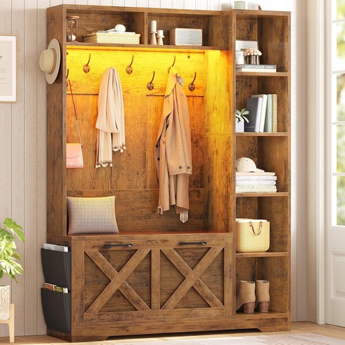 Hall tree with flip drawers - hall,