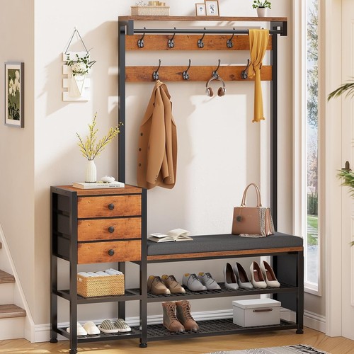 Coat rack hall tree with - coat,